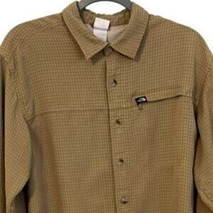 The North Face LS Hiking Shirt Tan/Blue Checked Modal Blend Men's Size M